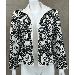 Anita Ford Jacket Womens Large Thai Silk Embroidered Floral Art Unique Abstract